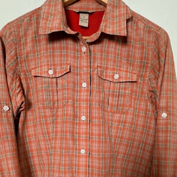 Duluth Trading Sidewinder Plaid Button Up Shirt Orange Roll Tab Outdoor Small - Picture 3 of 9